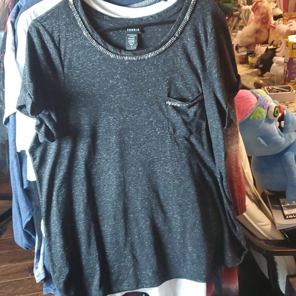 Torrid Dark Heather Gray Rhinestone T